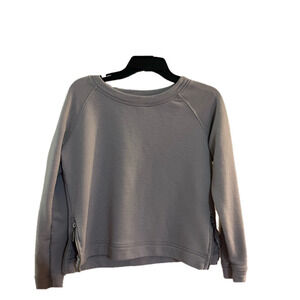 GRAY CREW NECK SWEATSHIRT WITH SILVER ZIPPER DETAIL